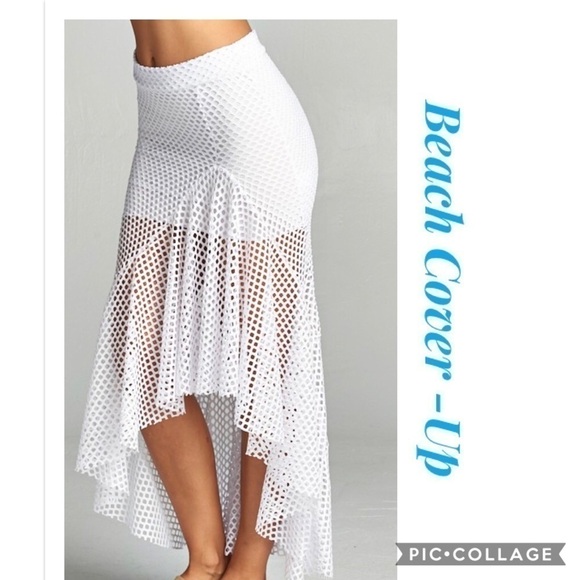 🏖Beach Ready! White Fishnet Cover-Up/Skirt - Picture 3 of 4